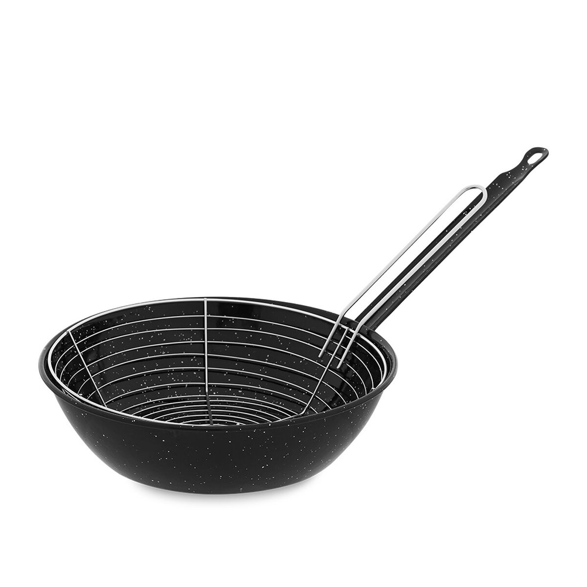Padella Per Friggere Con Cestino Vaello Nero Acciaio Smaltato