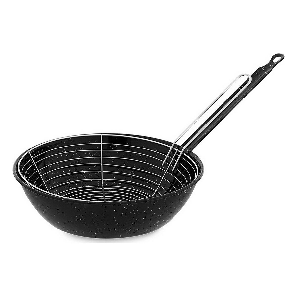 Padella Per Friggere Con Cestino Vaello Nero Acciaio Smaltato