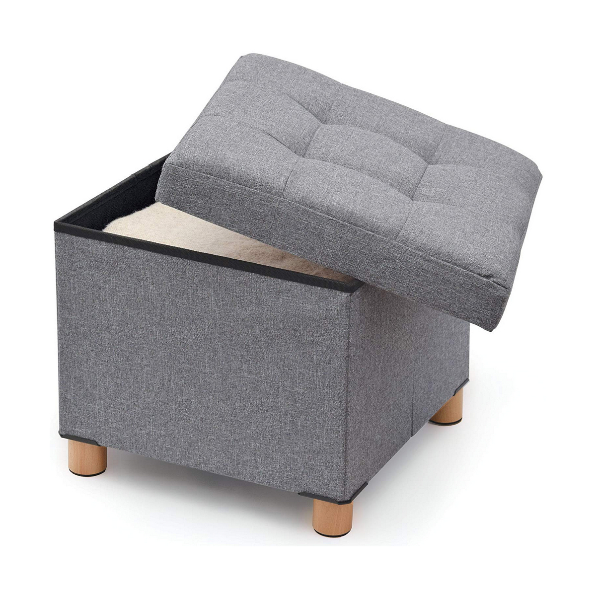 Puff Domopak Living Grigio 38 X 38 X 34 Cm Poliestere