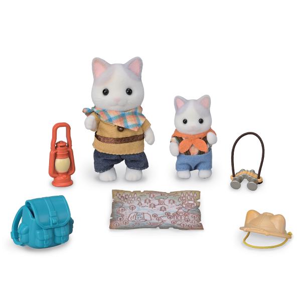 Figure Articolate - Sylvanian Families - Figlio E Baby Latte Cat - Avventura Nella Foresta Segreta
