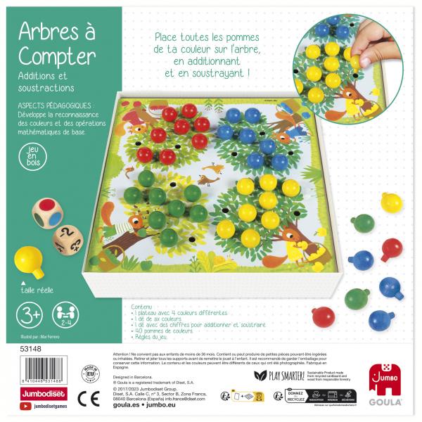 Gioco Educativo - Goula - Alberi Da Contare - Completa Gli Alberi Con I Frutti Secondo I Dadi