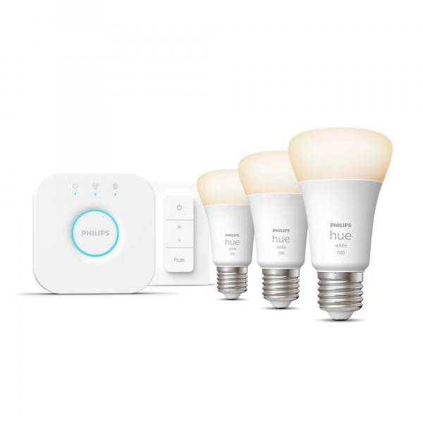 Philips Hue White Starter Kit Lampadina Led Intelligente Da 9,5 W - E27 X3 E Telecomando Hue