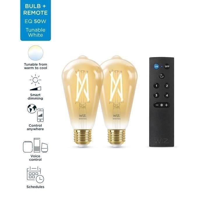 Starter Kit Wiz 2 Lampadine Edison Collegate Bianco Variabile E27 50w + Dimmer Con Telecomando Nomadic - Image 3