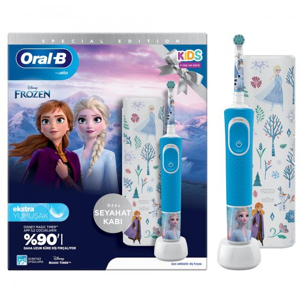 Spazzolino Elettrico - OraL-B - Kids 1 Manico Frozen - 1 Testina - 1 Custodia Da Viaggio - 3 Anni E Oltre