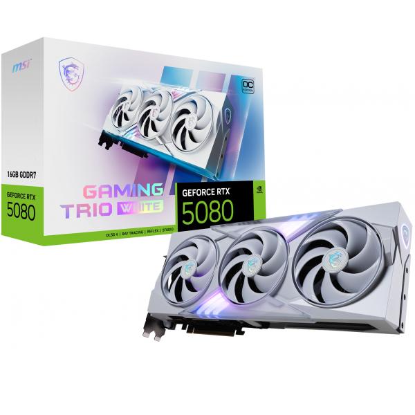 Msi Vga Geforce Rtx 5080, Rtx 5080 16g Gaming Trio Oc White, 16gb Gddr7, Dp*3/hdmi, Atx, Tri Frozr 4