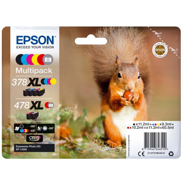 Epson Squirrel Multipack 6-Colours 378xl / 478xl Claria Photo Hd Ink (epson 478xl Multipack 6 Colour Squirrel)