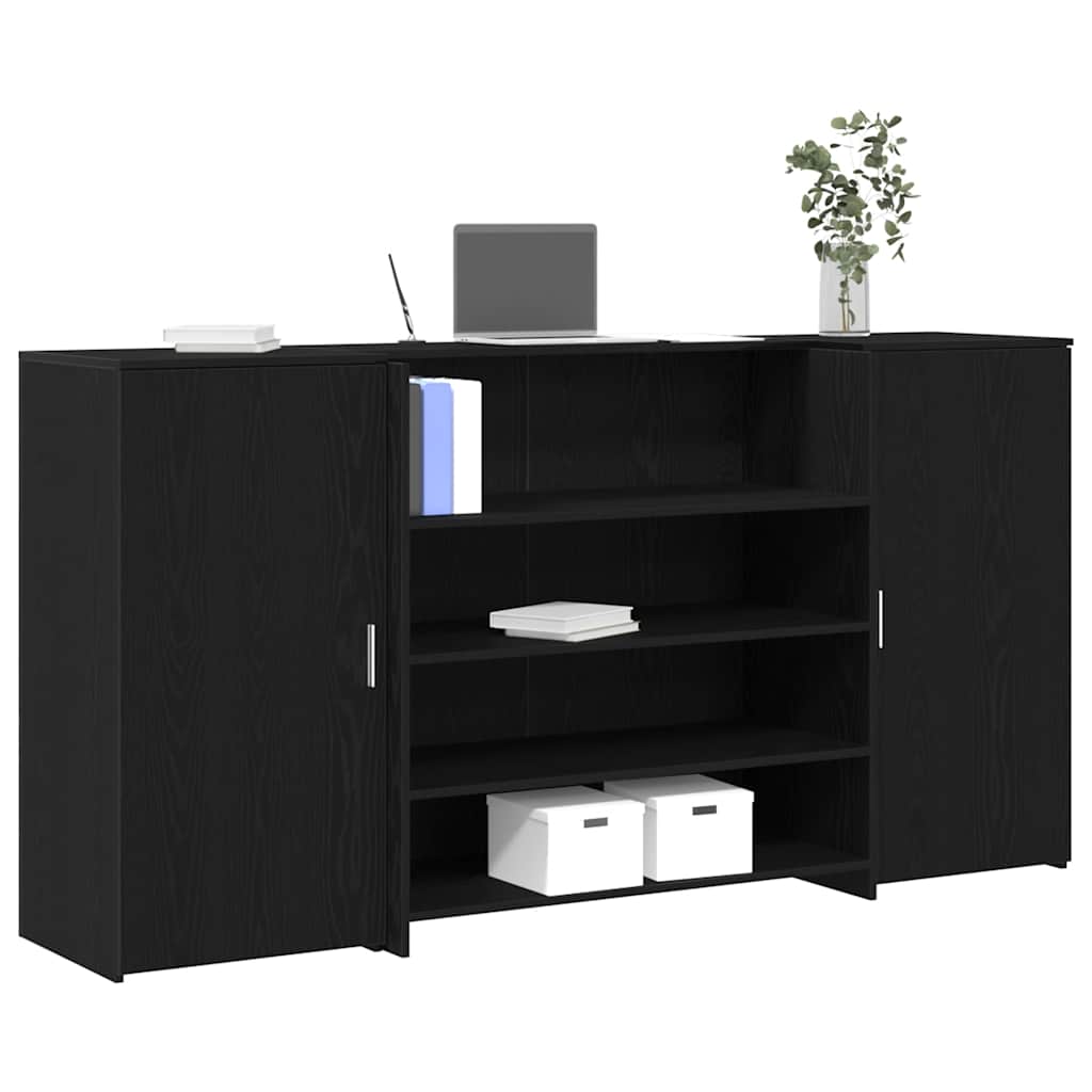 Scrivania Per Reception Rovere Nero 200x50x103,5 Cm In Legno Massello Di Argilla
