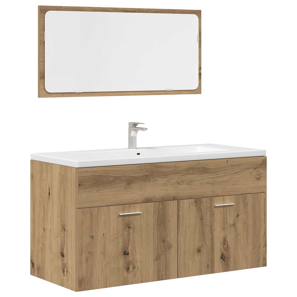 Set Mobili Da Bagno 4 Pz Rovere Artigianale Legno Multistrato - Image 5