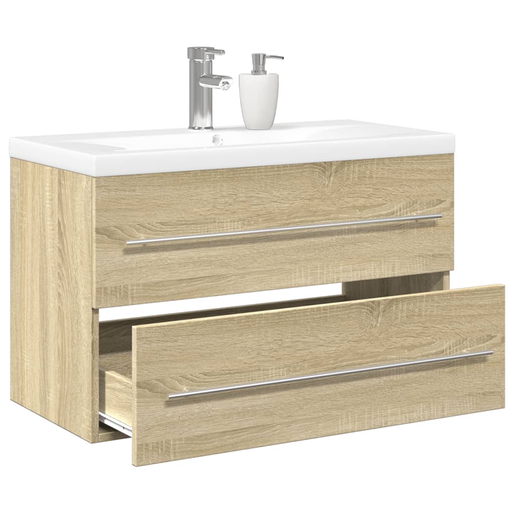 Set Mobili Da Bagno 2 Pz Rovere Sonoma In Legno Multistrato