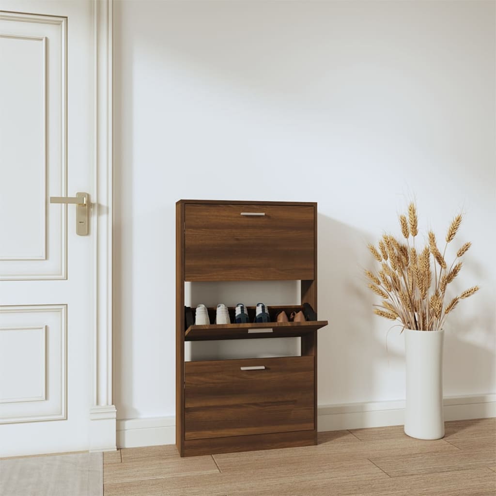 Scarpiera Rovere Marrone 59x17x108 Cm In Legno Multistrato