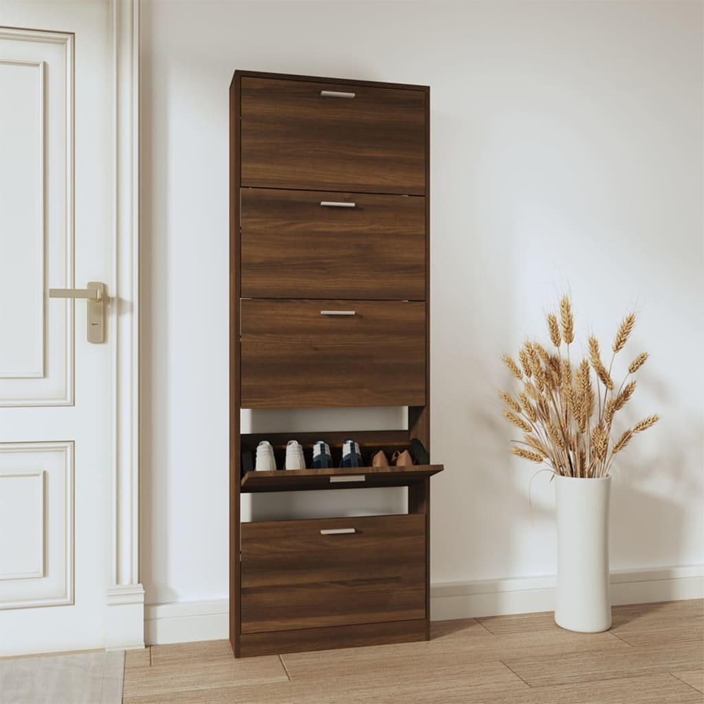 Scarpiera Rovere Marrone 59x17x169 Cm In Legno Multistrato