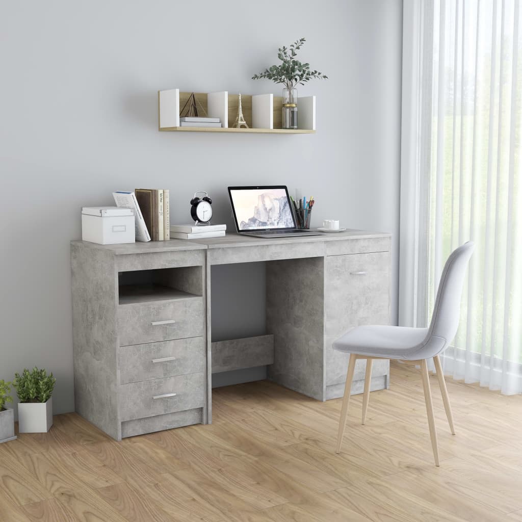 Scrivania Grigio Cemento 140x50x76 Cm In Truciolato