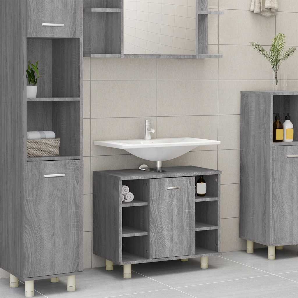 Armadietto Bagno Grigio Sonoma 60x32x53,5 Cm Legno Multistrato