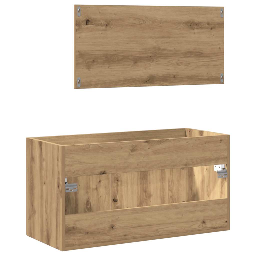 Mobile Da Bagno Con Specchio Rovere Artigianale Truciolato - Image 5