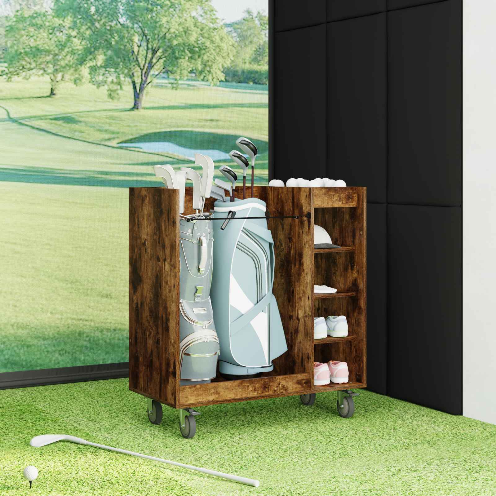 Armadio Per Golf Con Ruota Rovere Fumé 65 X 45 X 98 cm - Image 4