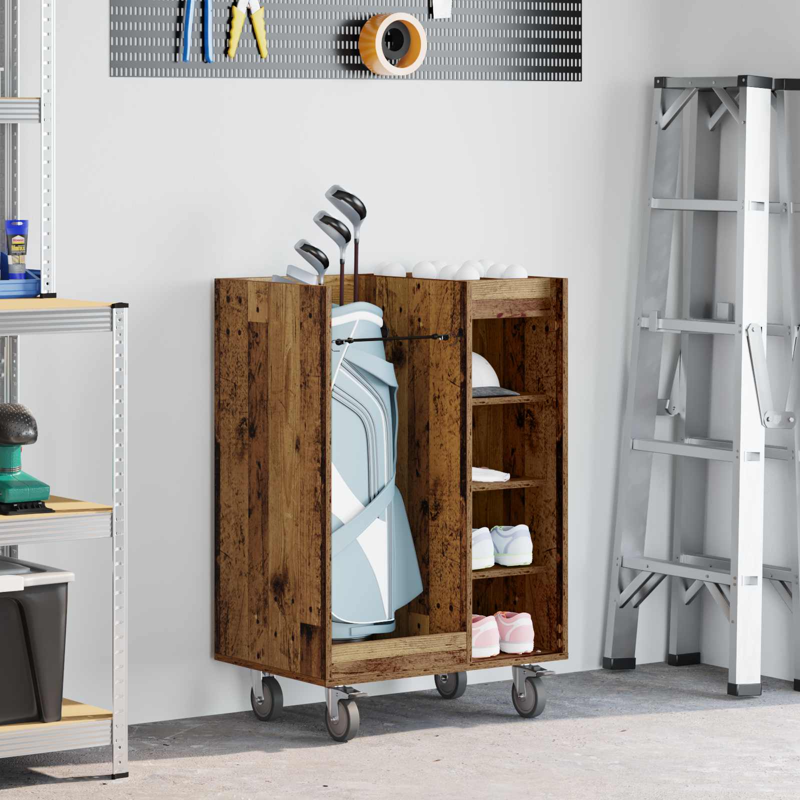 Armadio Per Golf Con Ruota Legno Vecchio 65 X 45 X 98 cm