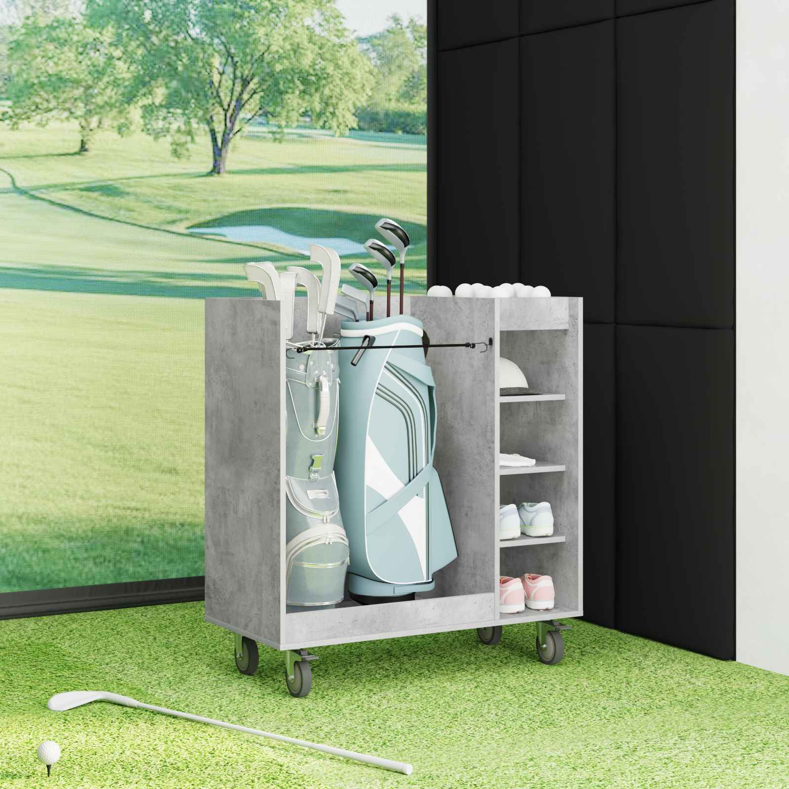 Armadio Per Golf Con Ruota Grigio Cemento 90 X 45 X 98 cm - Image 4