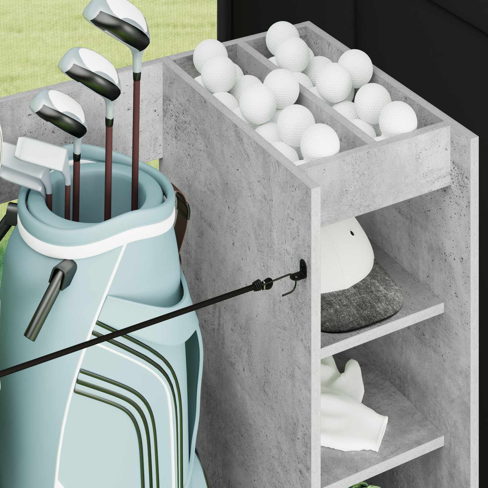 Armadio Per Golf Con Ruota Grigio Cemento 90 X 45 X 98 cm - Image 5