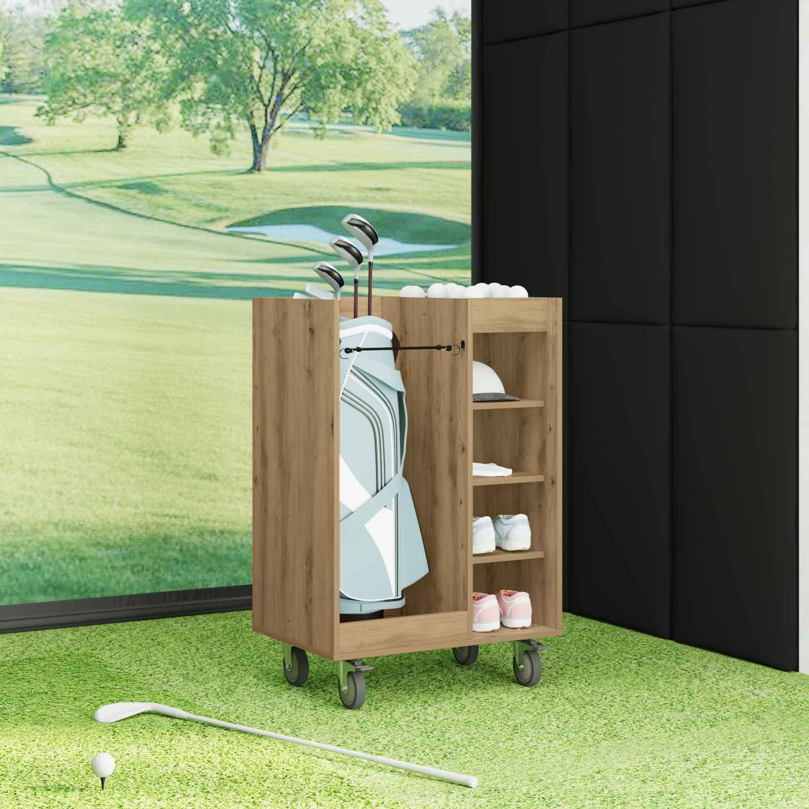 Armadio Per Golf Con Ruota Rovere Artigianale 65 X 45 X 98 cm - Image 4
