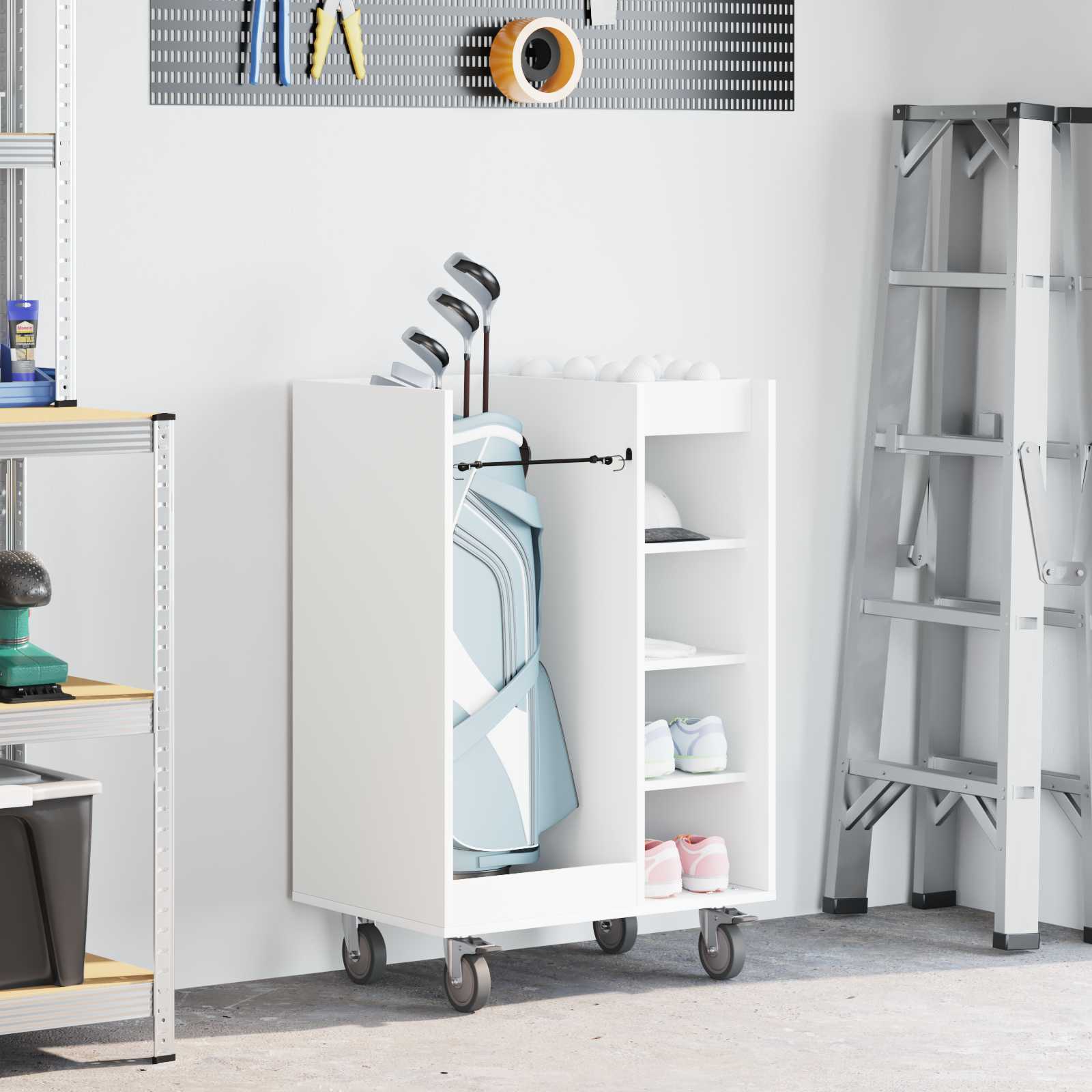 Armadio Per Golf Con Ruota Tinta Unita Bianco 65 X 45 X 98 cm