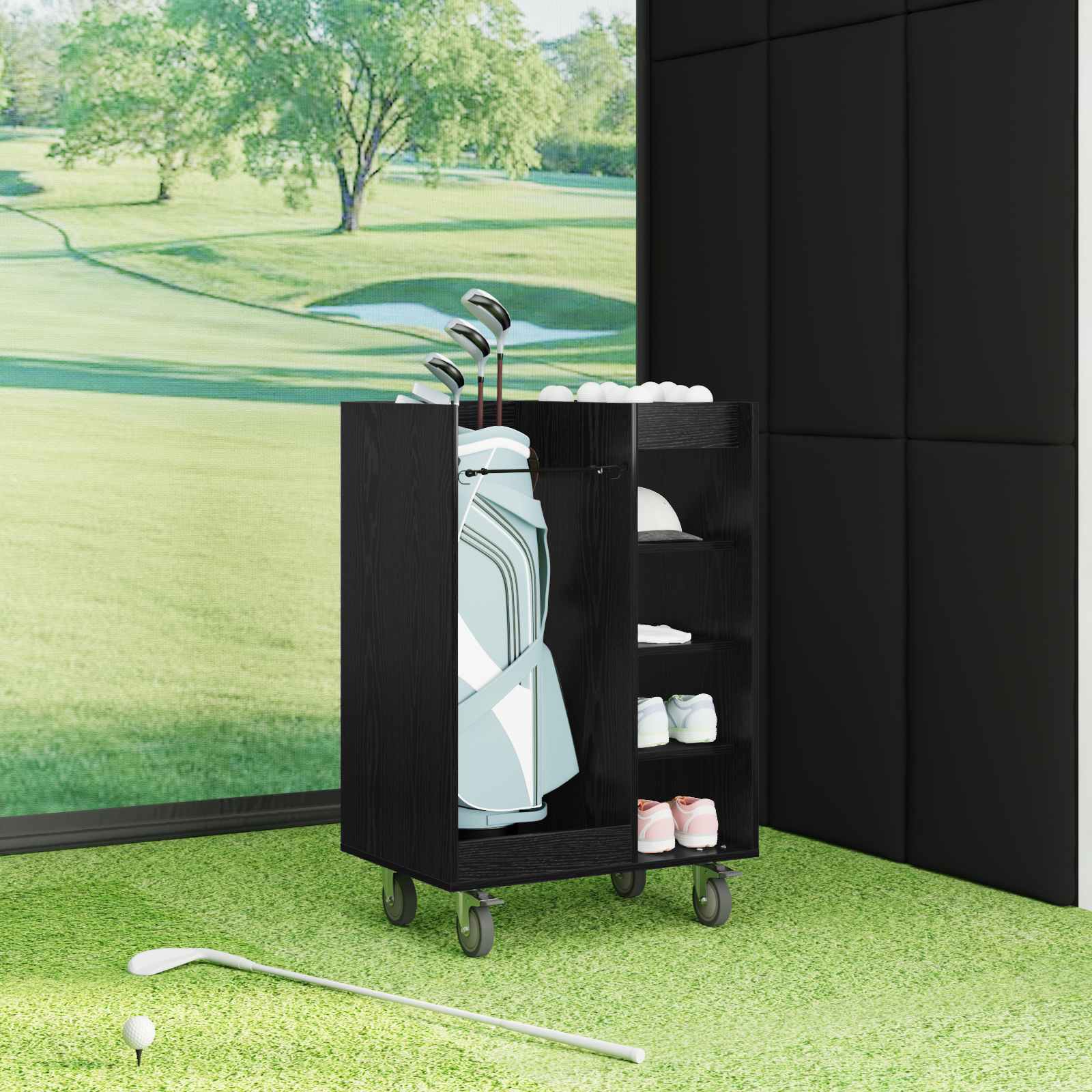 Armadio Per Golf Con Ruota Rovere Nero 65 X 45 X 98 cm - Image 4