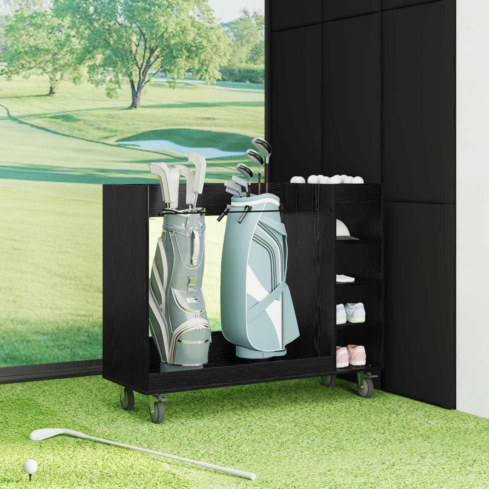 Armadio Per Golf Con Ruota Rovere Nero 120 X 45 X 98 cm - Image 4