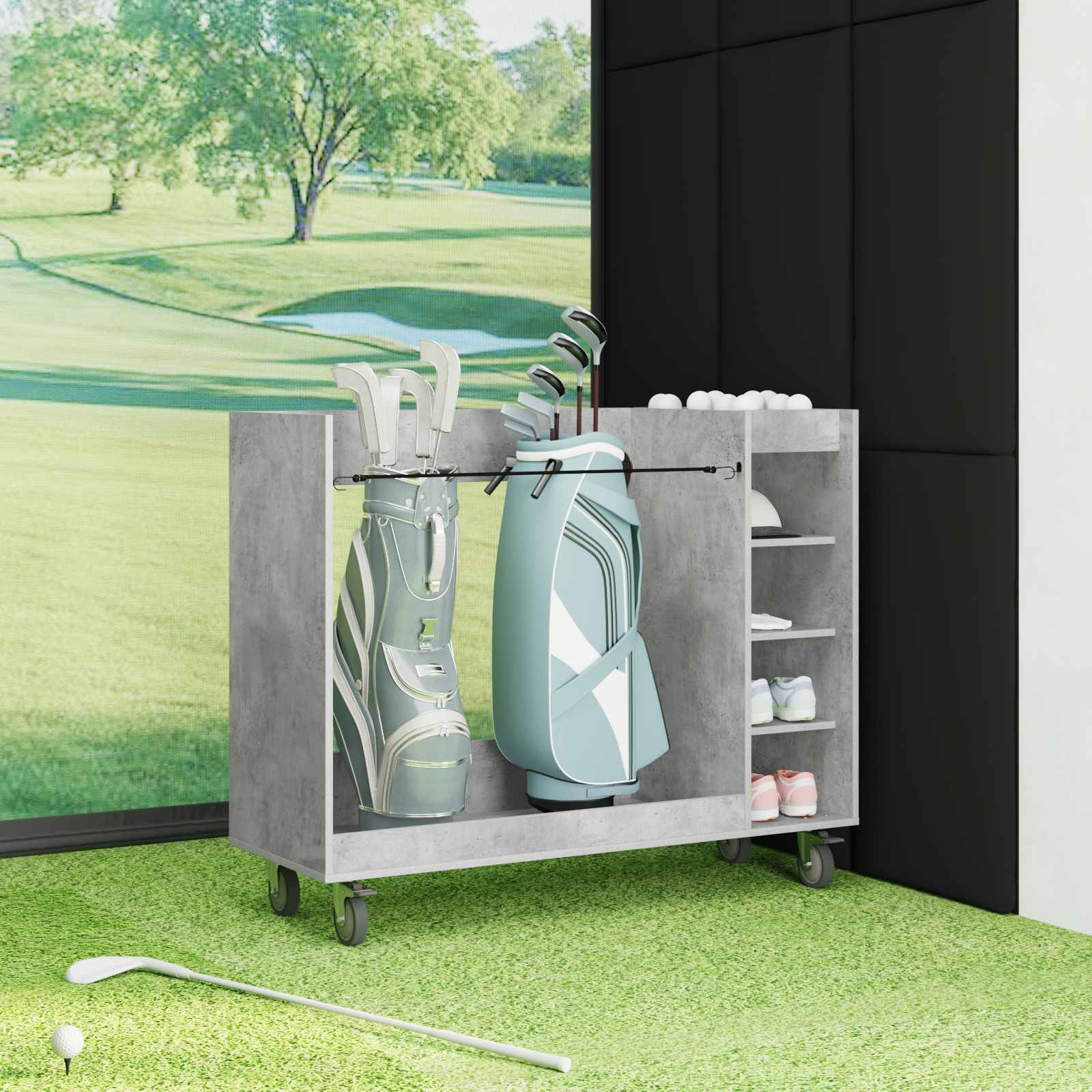 Armadio Per Golf Con Ruota Grigio Cemento 65 X 45 X 98 cm - Image 4