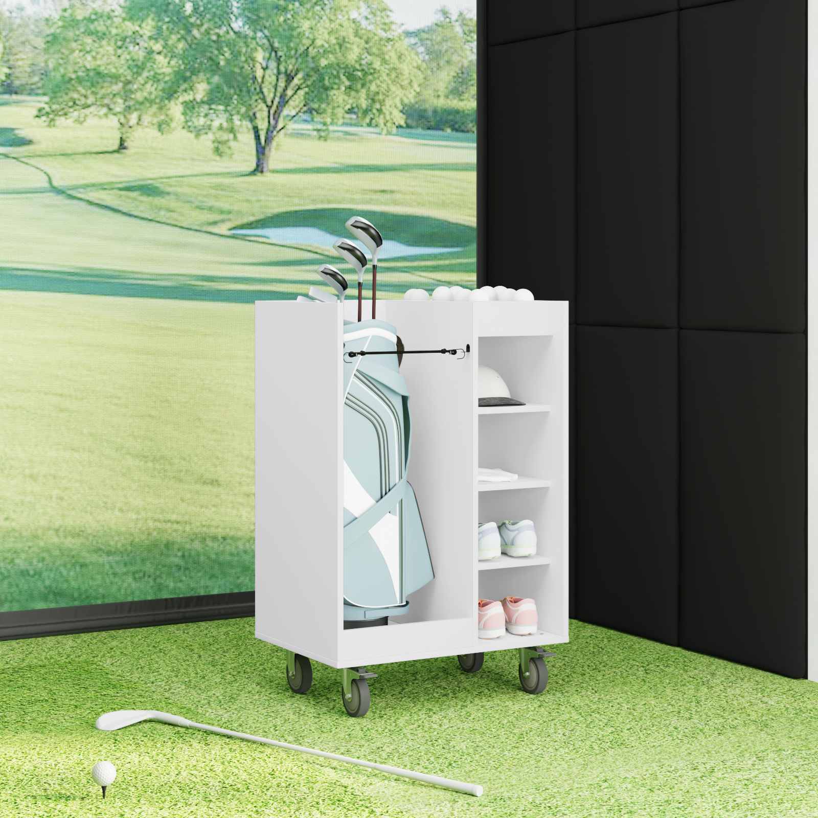 Armadio Per Golf Con Ruota Tinta Unita Bianco 65 X 45 X 98 cm - Image 4