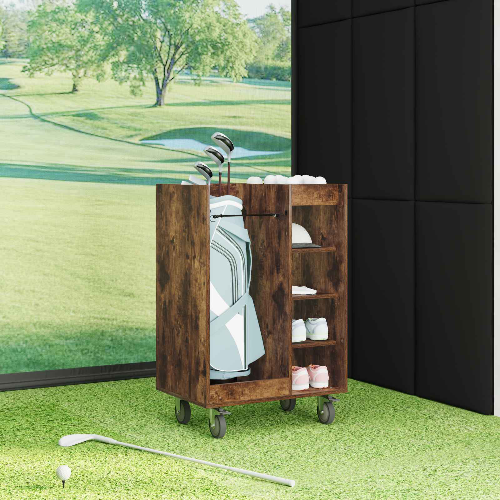 Armadio Per Golf Con Ruota Rovere Fumé 65 X 45 X 98 cm - Image 4