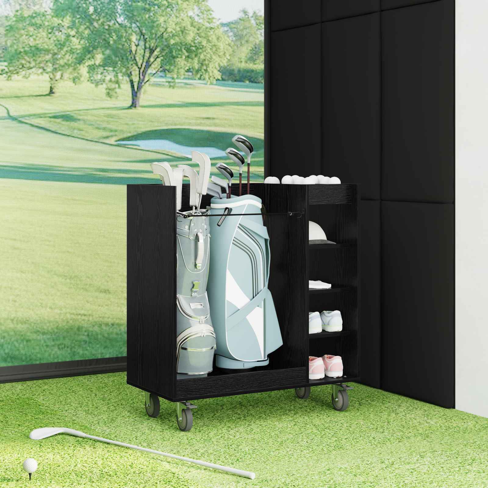 Armadio Per Golf Con Ruota Rovere Nero 65 X 45 X 98 cm - Image 4
