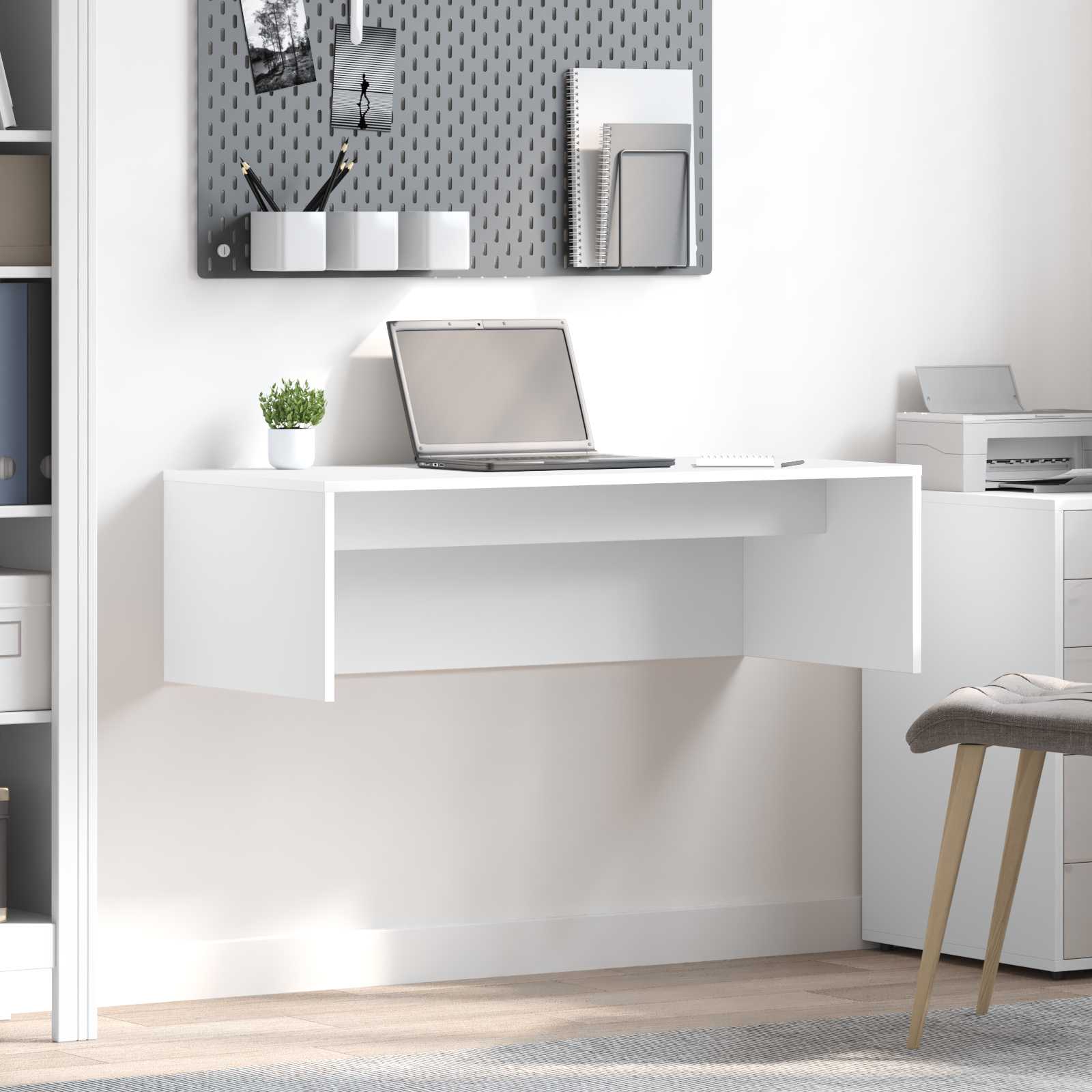Scrivania A Parete Bianco 100 X 45 X 30 Cm Legno Multistrato