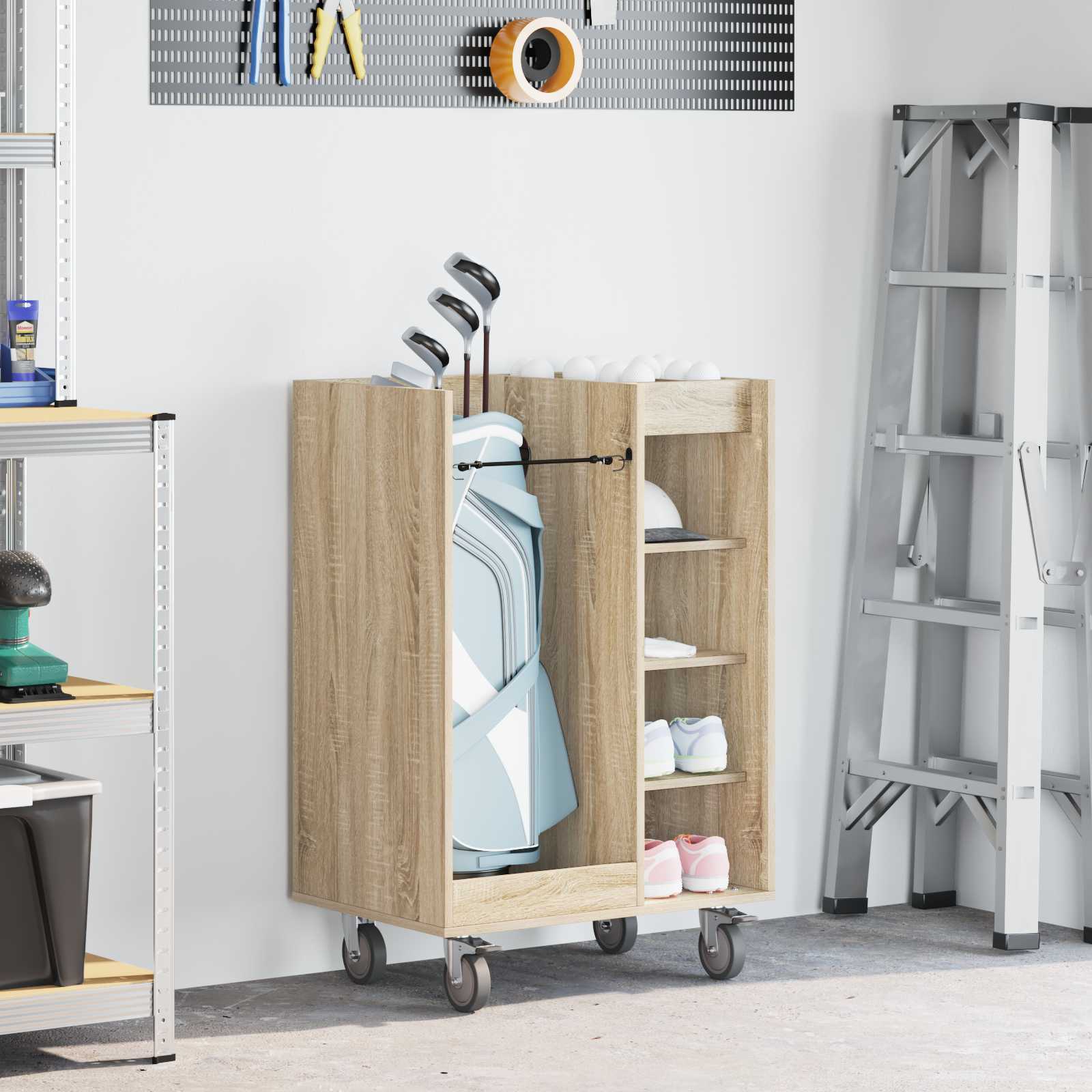 Armadio Per Golf Con Ruota Rovere Sonoma 65 X 45 X 98 cm