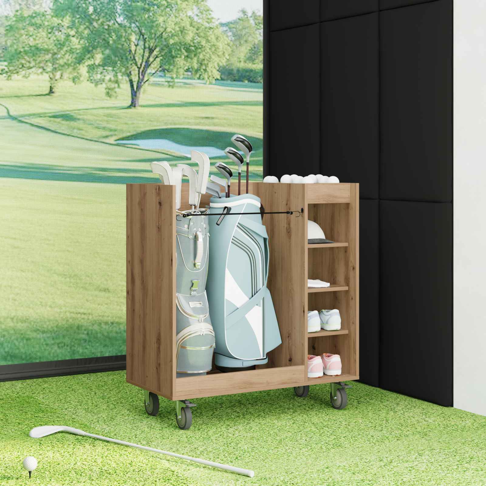 Armadio Per Golf Con Ruota Rovere Artigianale 65 X 45 X 98 cm - Image 4