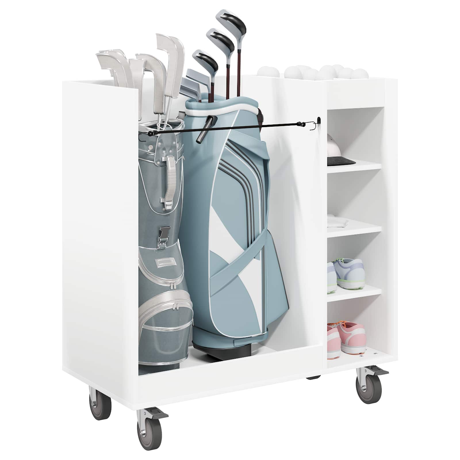 Armadio Per Golf Con Ruota Tinta Unita Bianco 90 X 45 X 98 cm - Image 3