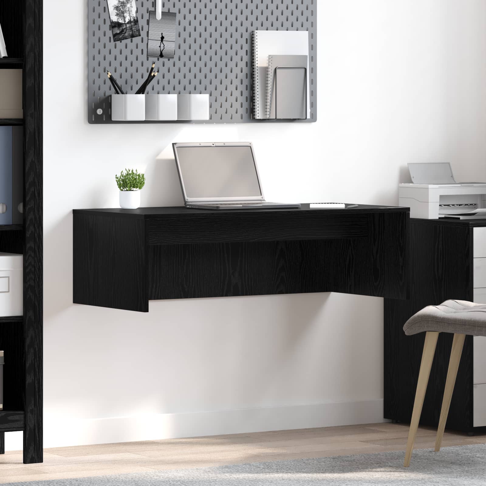 Scrivania A Parete Rovere Nero 100 X 45 X 30 cm