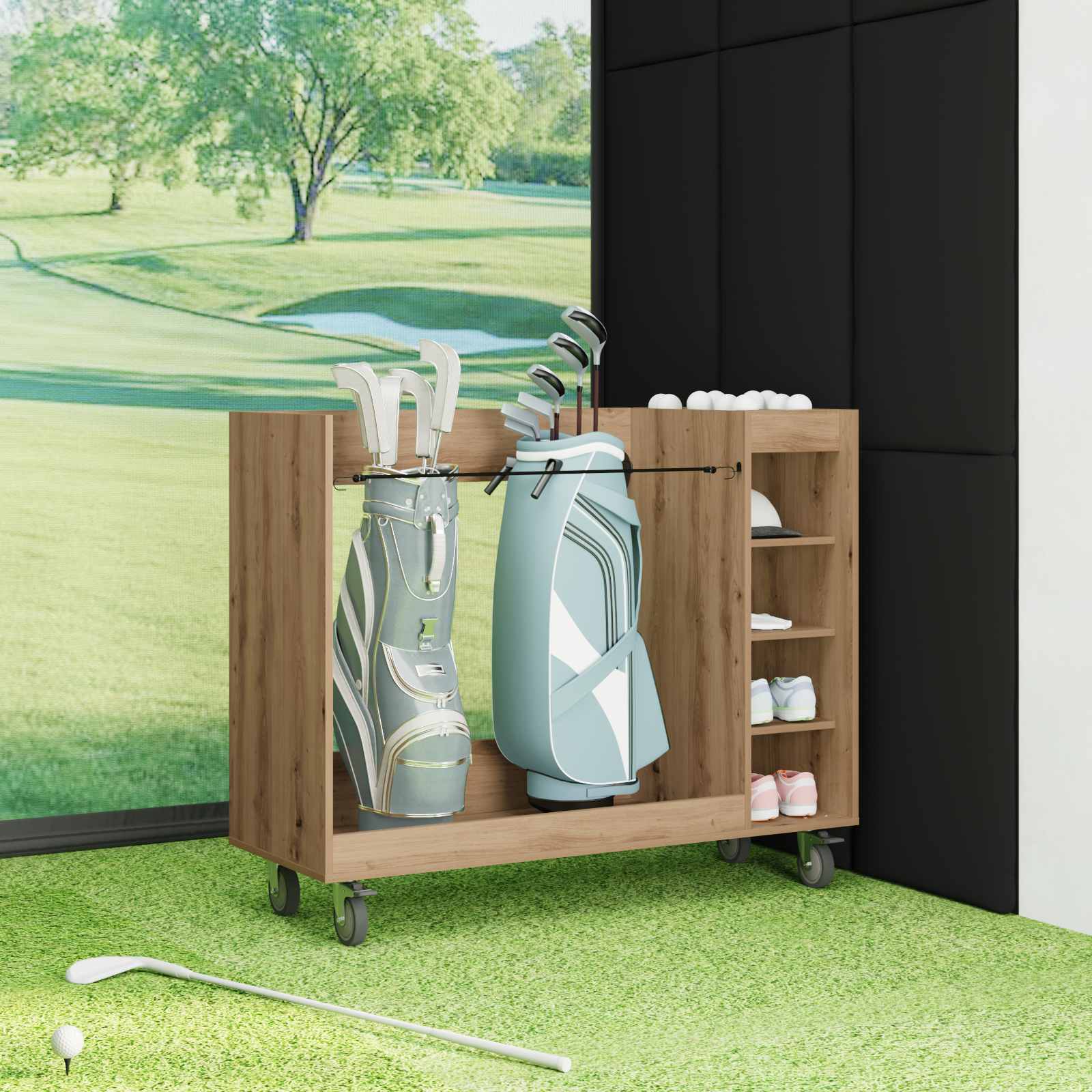 Armadio Per Golf Con Ruota Rovere Artigianale 120 X 45 X 98 cm - Image 4