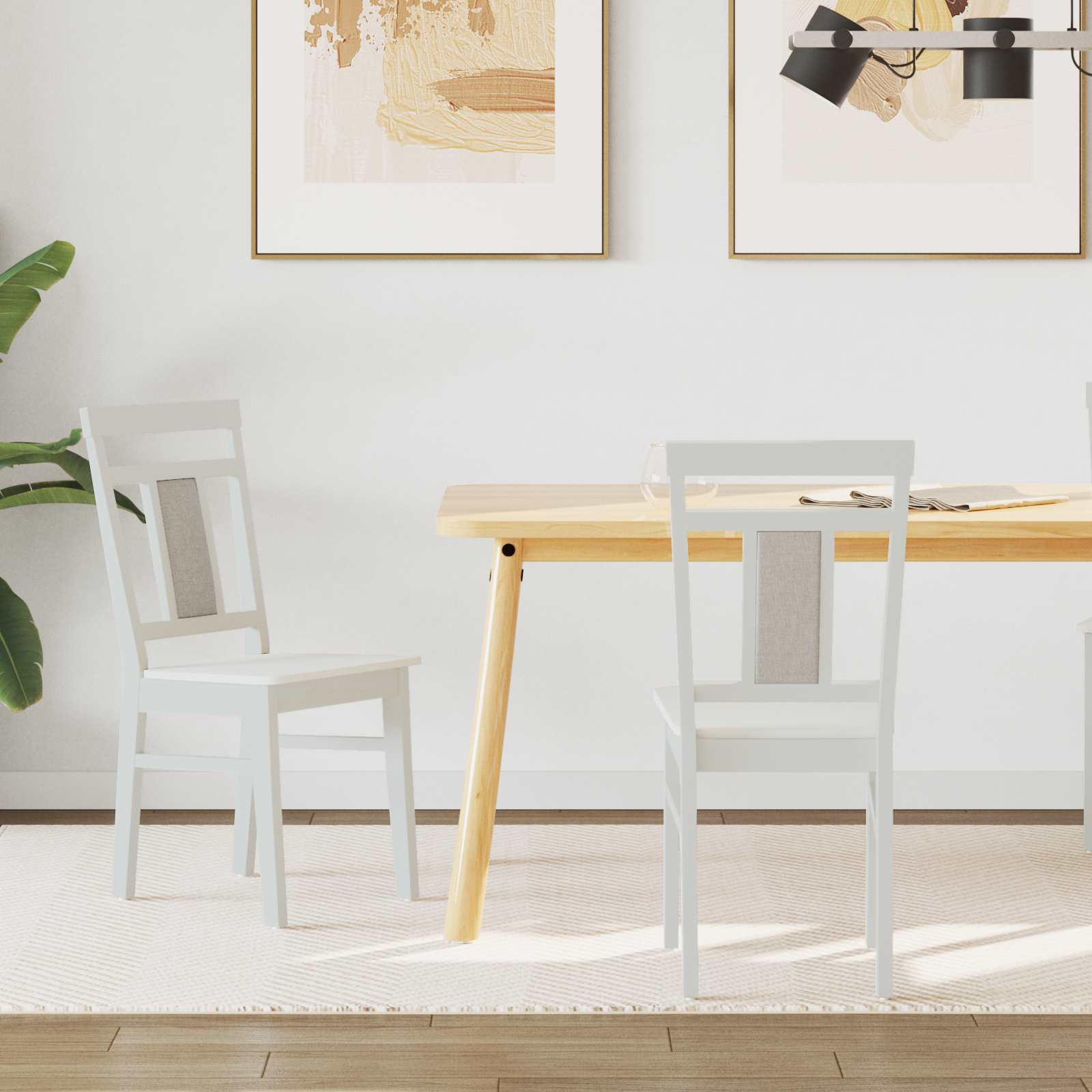 Sedia Da Pranzo 2 Pcs Bianco Legno Massello