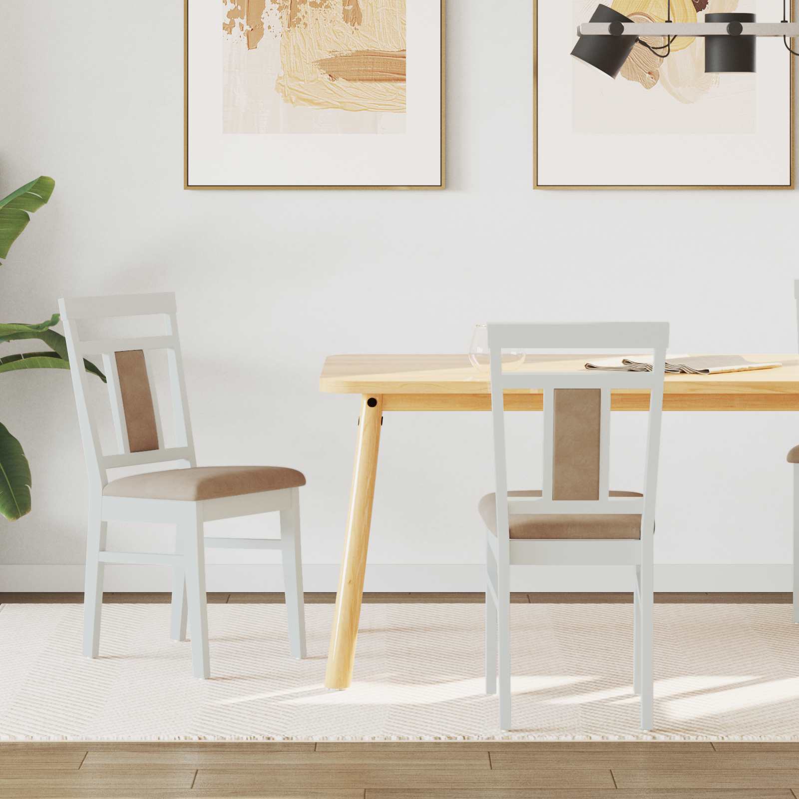 Sedia Da Pranzo 2 Pcs Bianco E Marrone Legno Massello