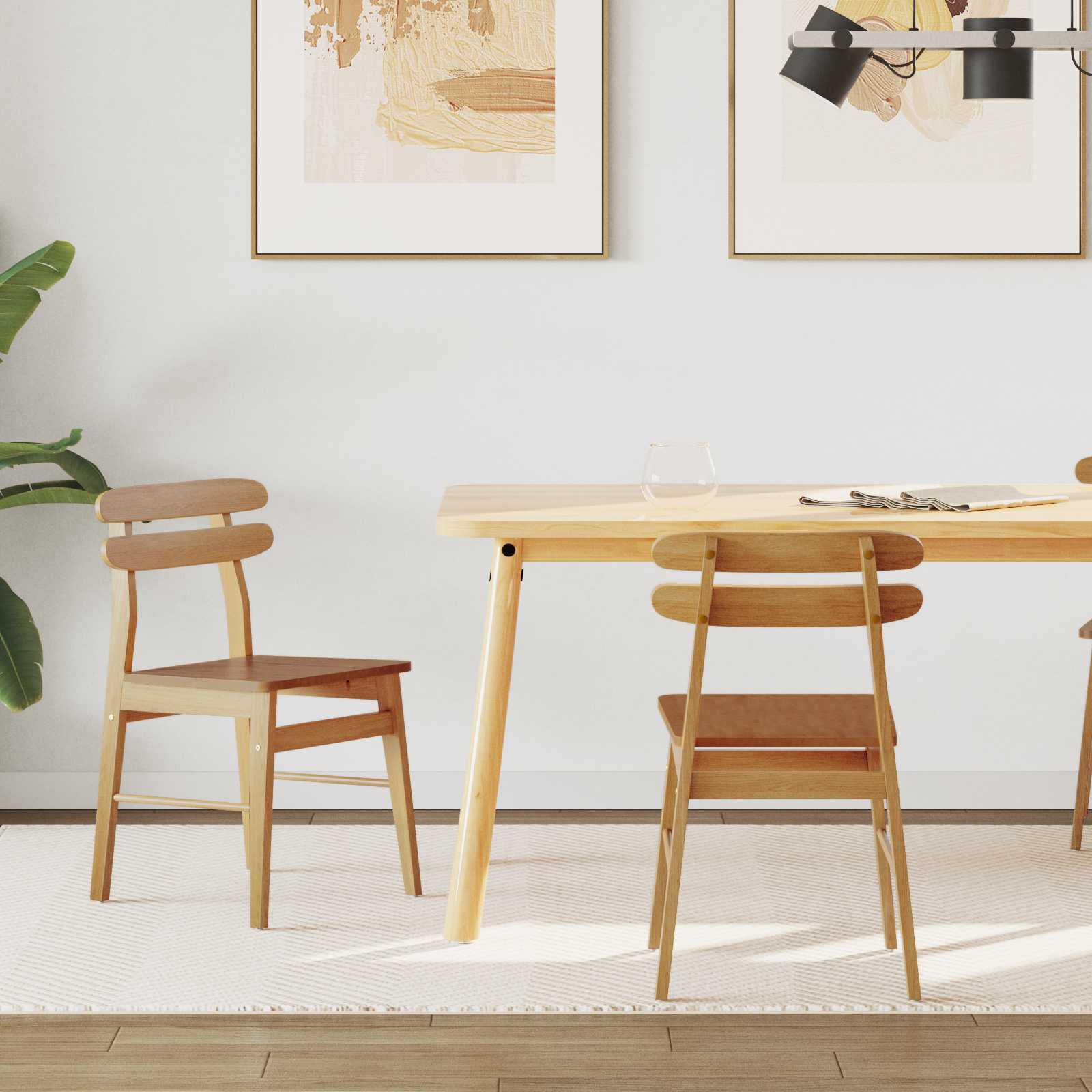 Sedia Da Pranzo 2 Pcs Naturale Legno Massello