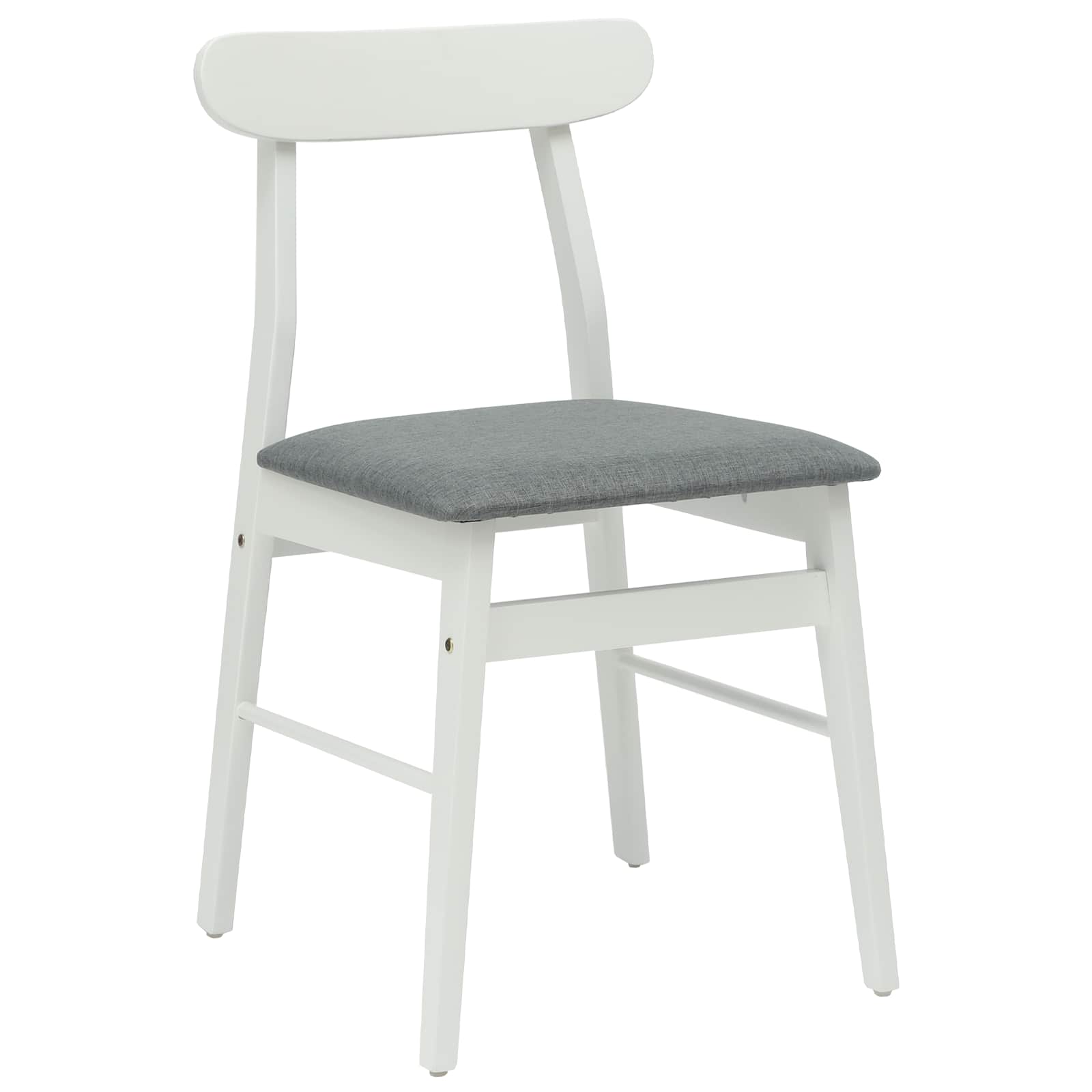 Sedia Da Pranzo 2 Pcs Bianco E Grigio Legno Massello - Image 4