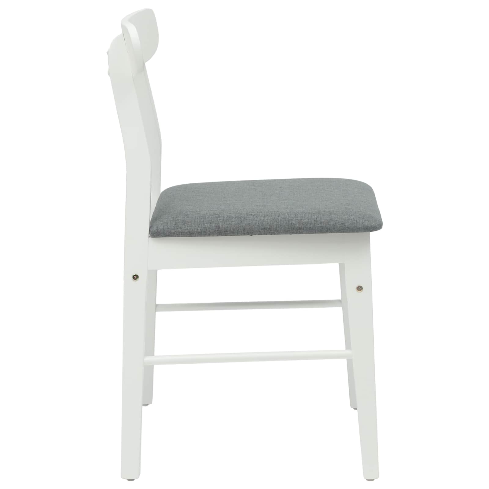 Sedia Da Pranzo 2 Pcs Bianco E Grigio Legno Massello - Image 6