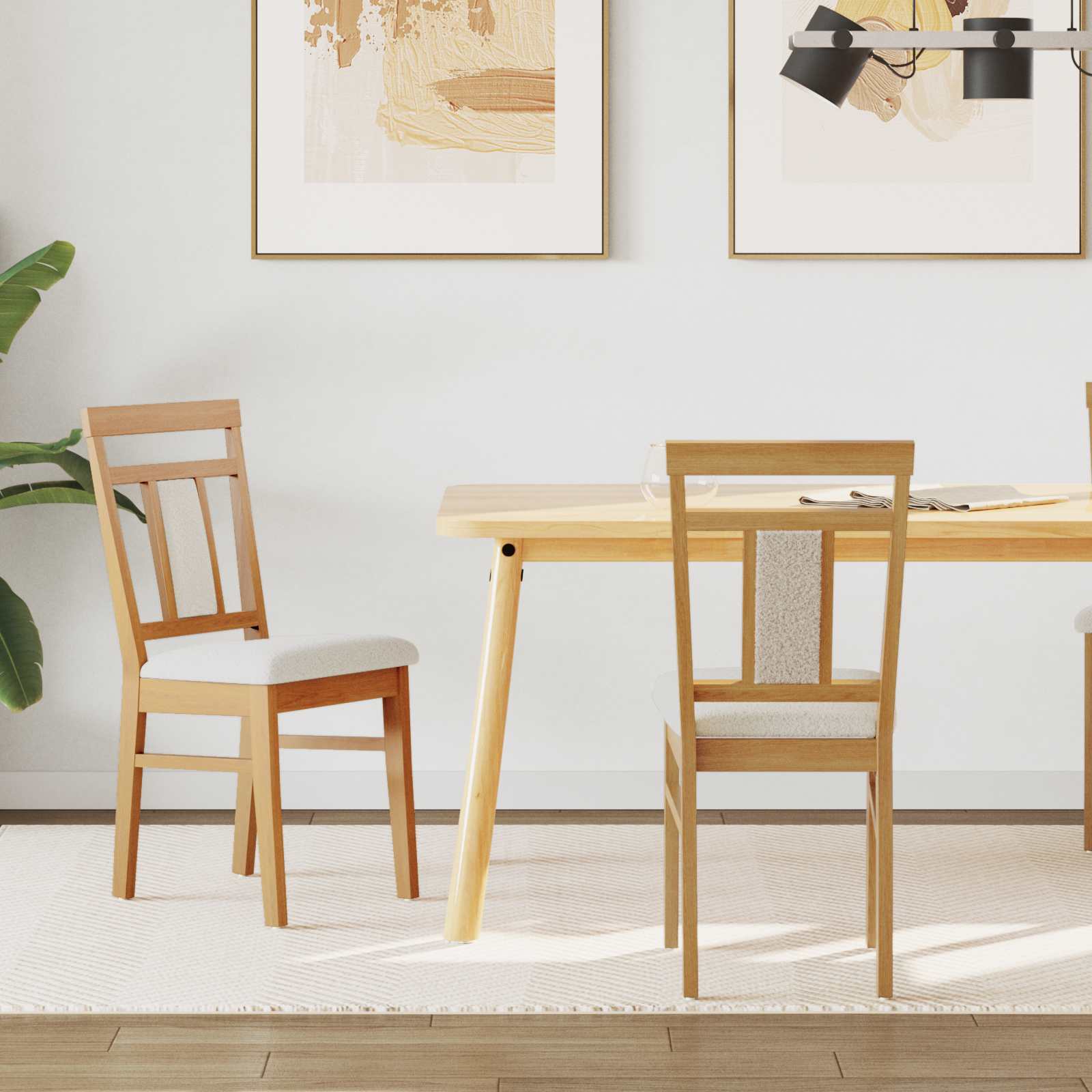 Sedia Da Pranzo 2 Pcs Naturale E Chiaro Legno Massello