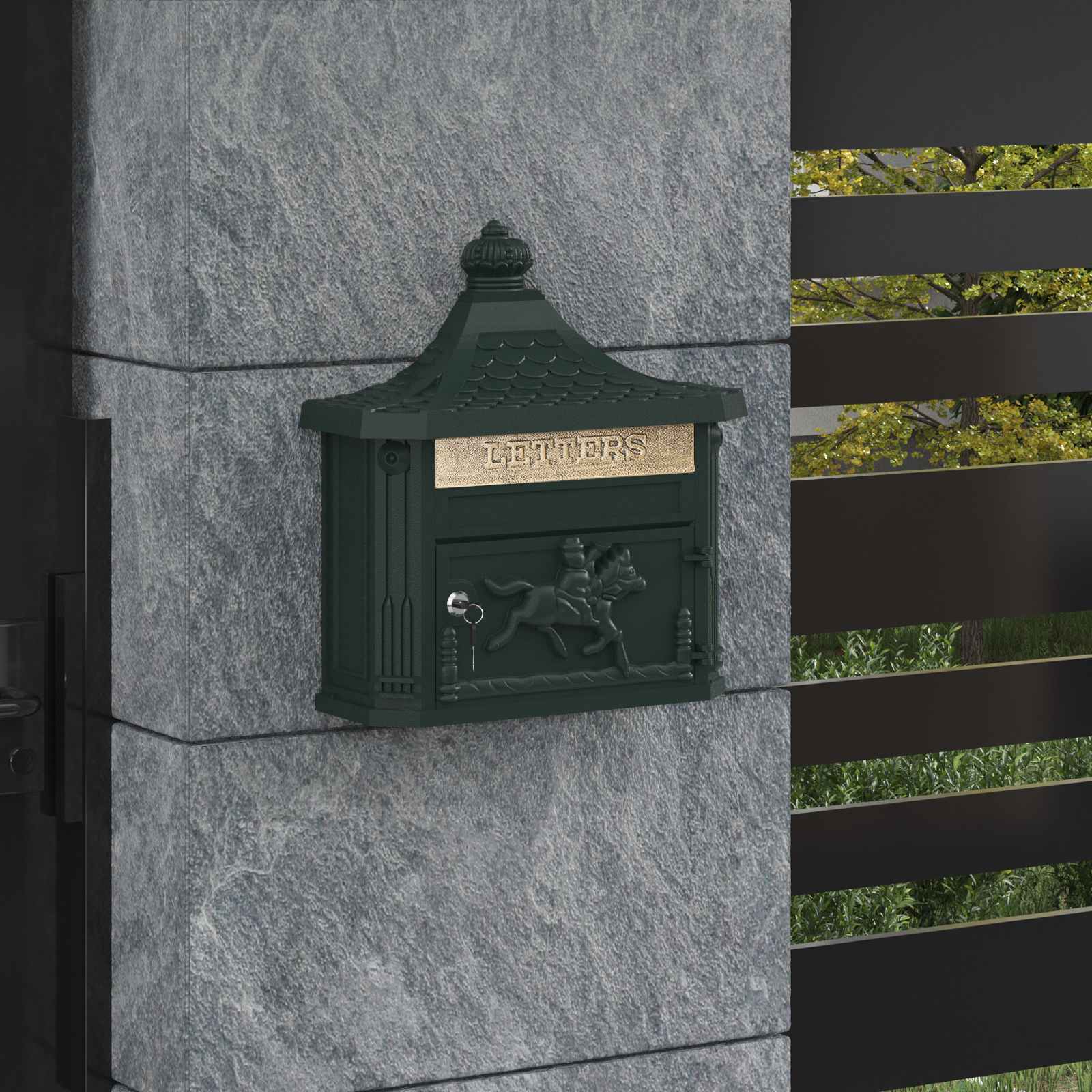 Cassetta Postale Da Muro Con Porta Verde 40.5 X 15.5 X 44 cm