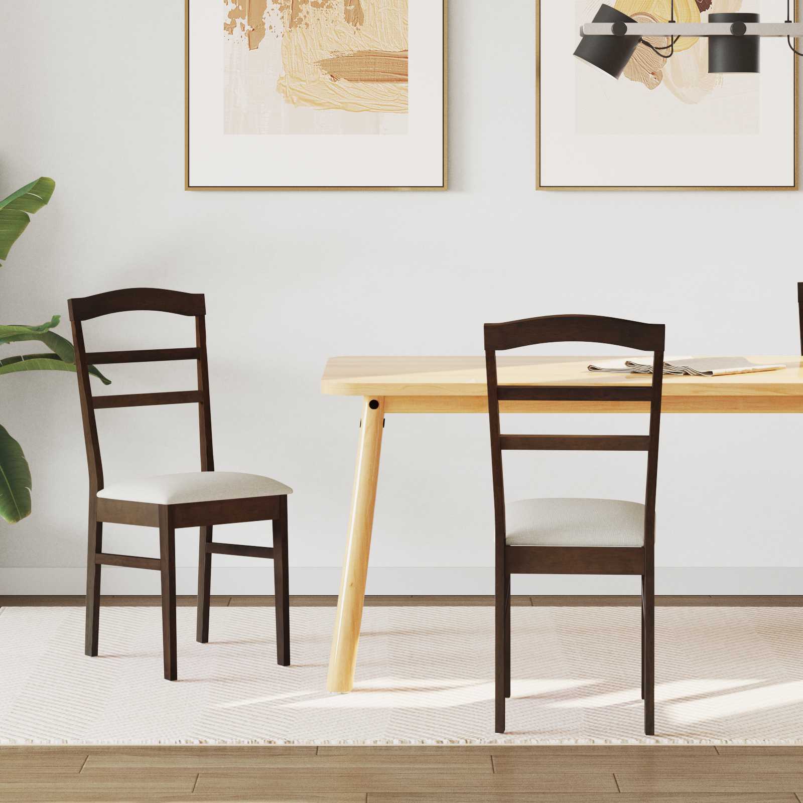 Sedia Da Pranzo 2 Pcs Marrone Chiaro E Chiaro Legno Massello