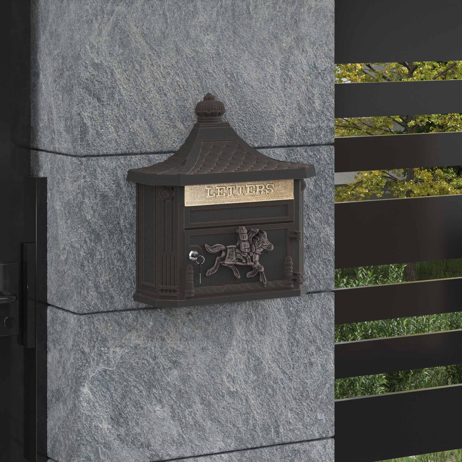 Cassetta Postale Da Muro Con Porta Bronzo 40.5 X 15.5 X 44 cm