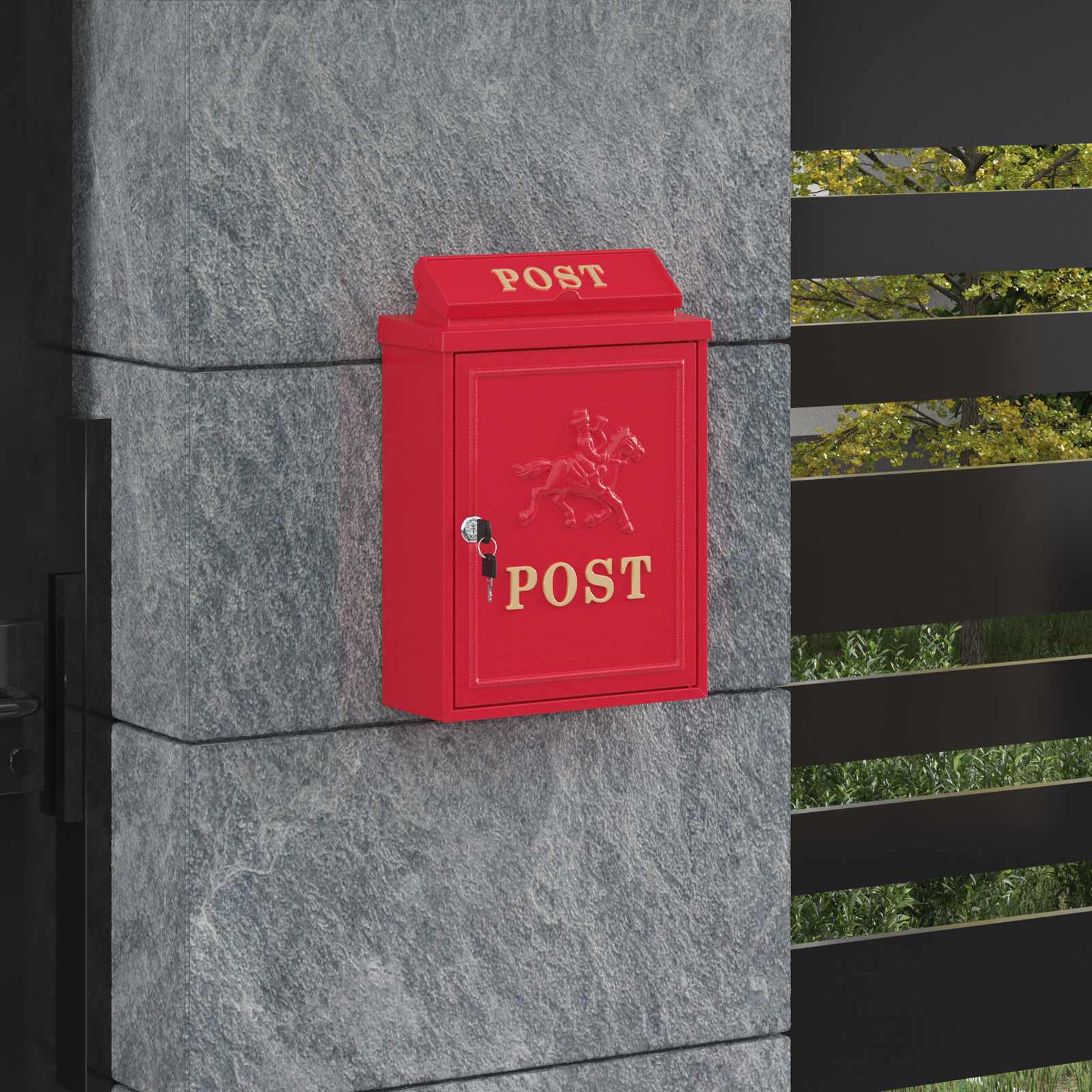 Cassetta Postale Da Muro Con Porta Rosso 29 X 13 X 41 cm