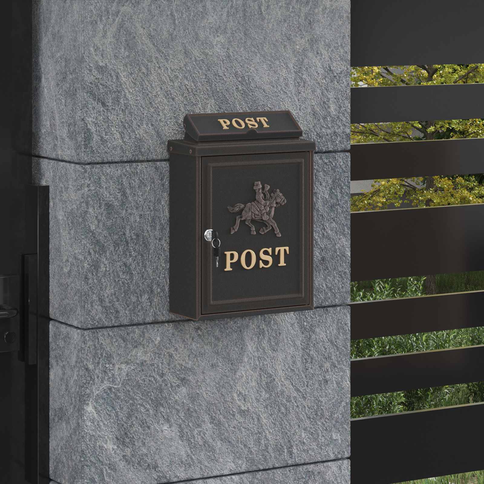 Cassetta Postale Da Muro Con Porta Bronzo 29 X 13 X 41 cm