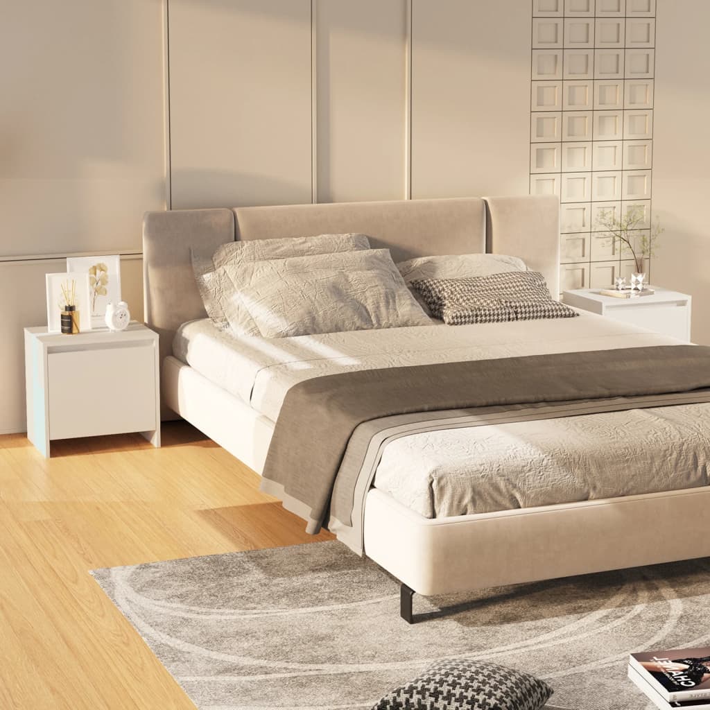 Comodini 2 Pz Bianchi 45x34x44,5 Cm In Truciolato