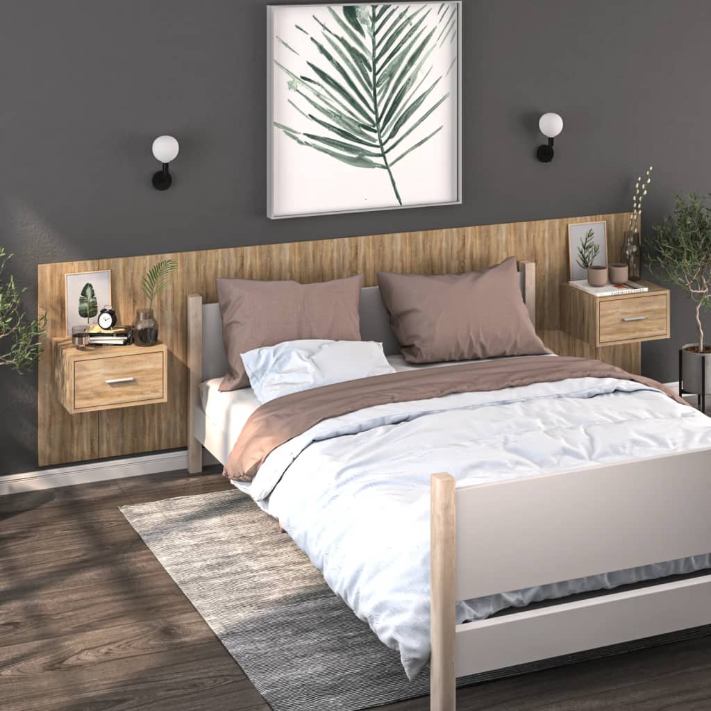 Comodini A Muro 2 Pz Rovere Sonoma