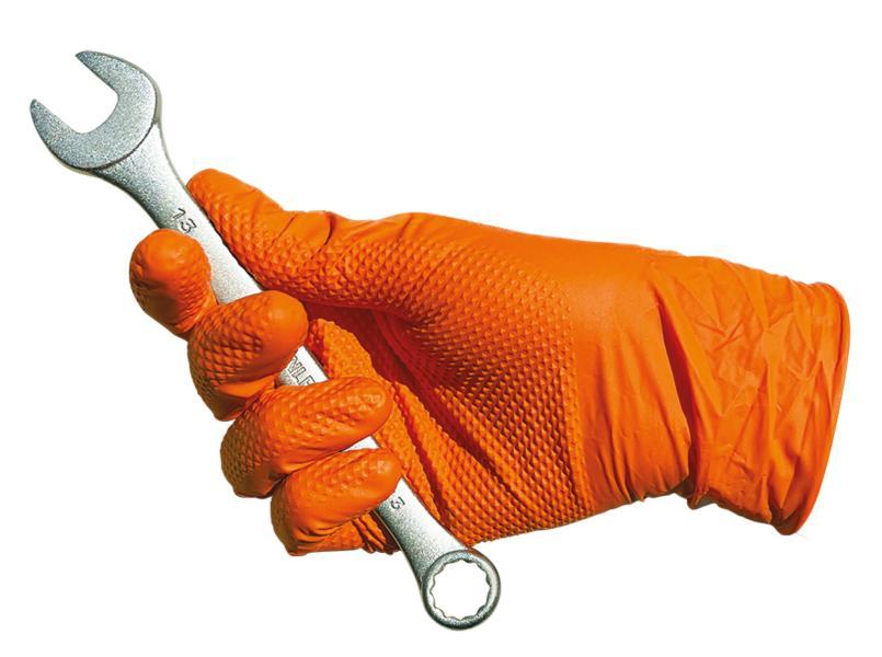 Box 50 Guanti Diamond Grip Nitrile Arancione Taglia M